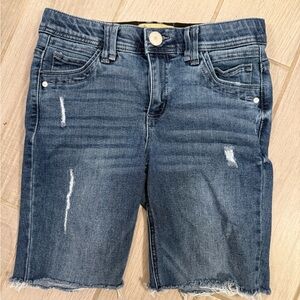 Democracy Dark Blue Distressed Jean Shorts